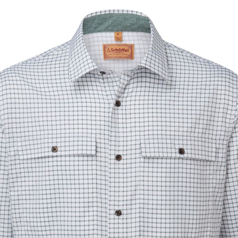Schoffel Findhorn Technical Mens Fishing Shirt - Dark Olive Check