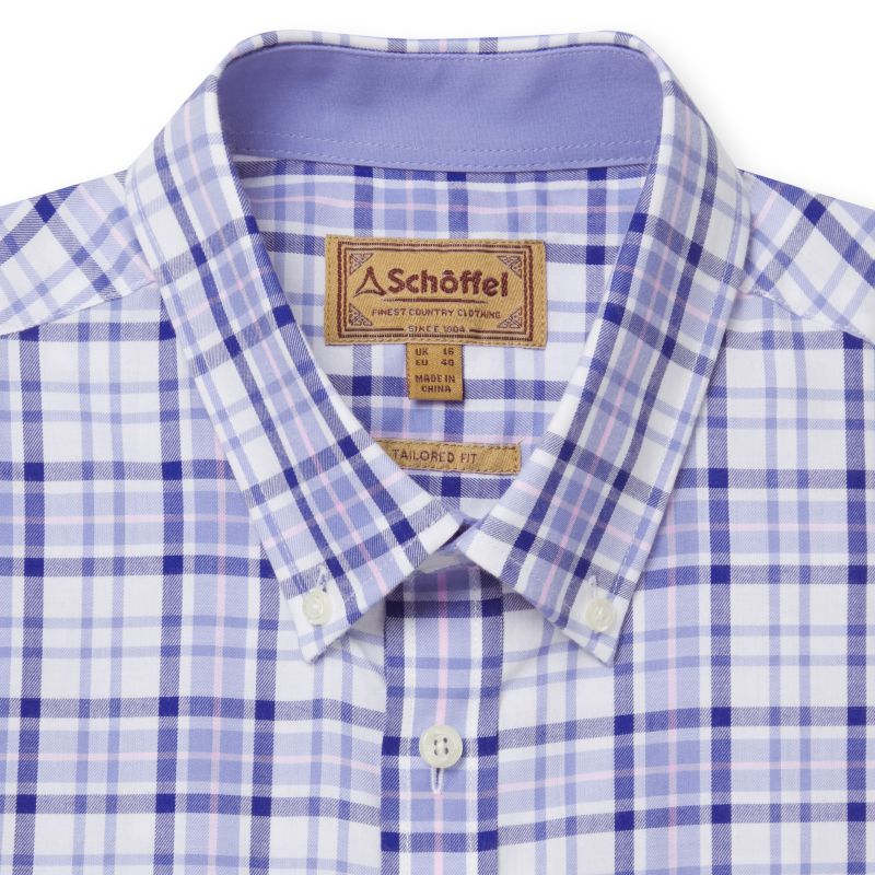 Schoffel Healey Tailored Mens Shirt - Blue/Pink Check