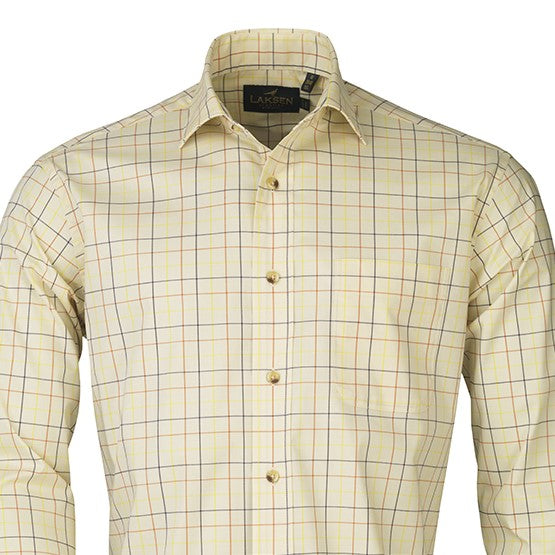 Laksen Archibald Mens Tattersall Shirt - Navy/Mandarin/Gorse
