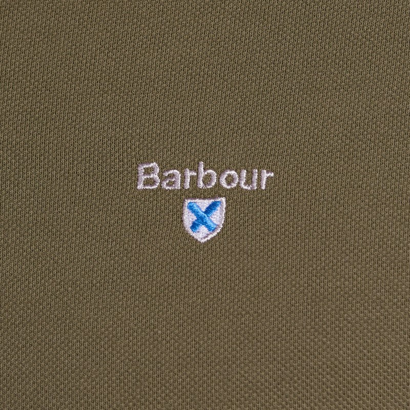 Barbour Tartan Pique Mens Polo Shirt - Dark Olive/Classic