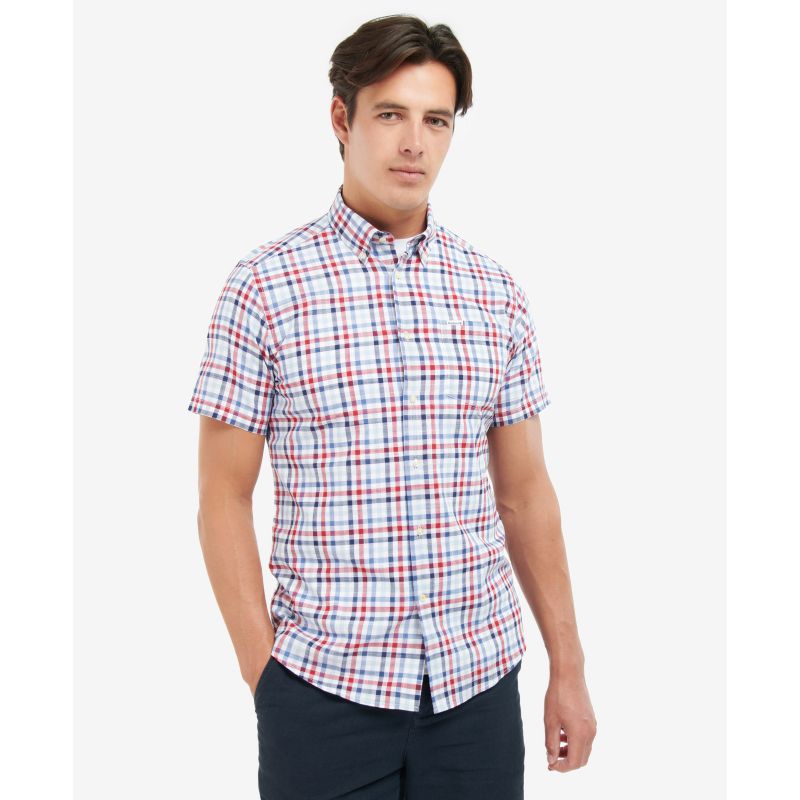 Barbour Kinson Tailored Fit Short Sleeved Mens Shirt - Red