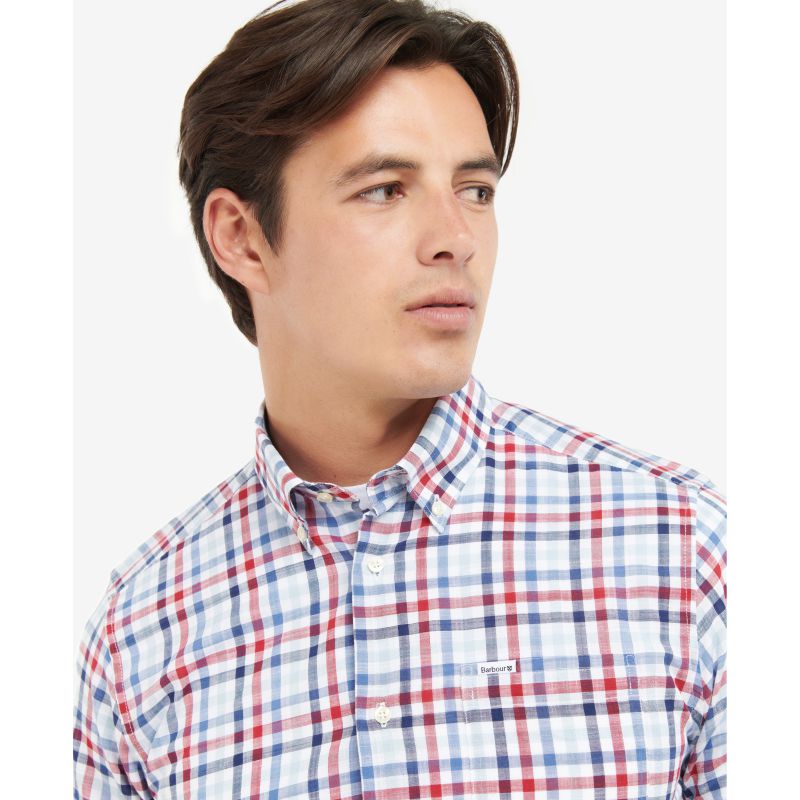 Barbour Kinson Tailored Fit Short Sleeved Mens Shirt - Red