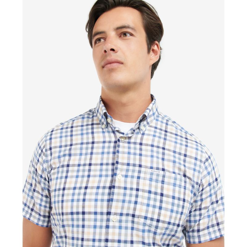 Barbour Kinson Tailored Fit Short Sleeved Mens Shirt - Stone