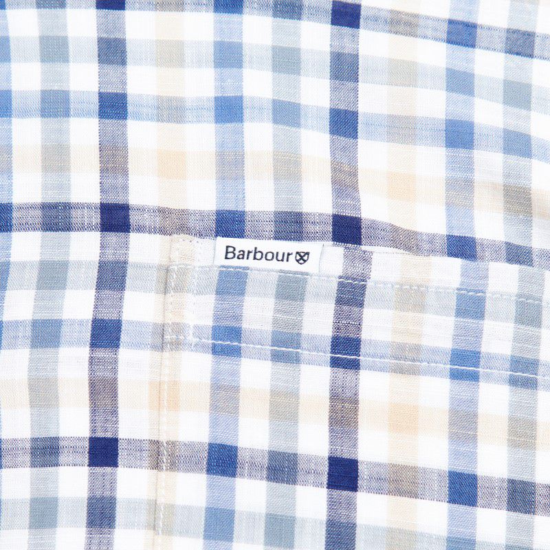 Barbour Kinson Tailored Fit Short Sleeved Mens Shirt - Stone