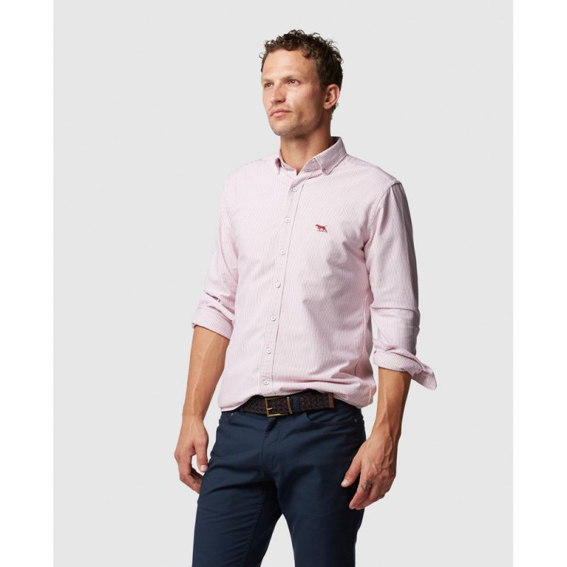 Rodd & Gunn Oxford Stripe Mens Shirt - Port