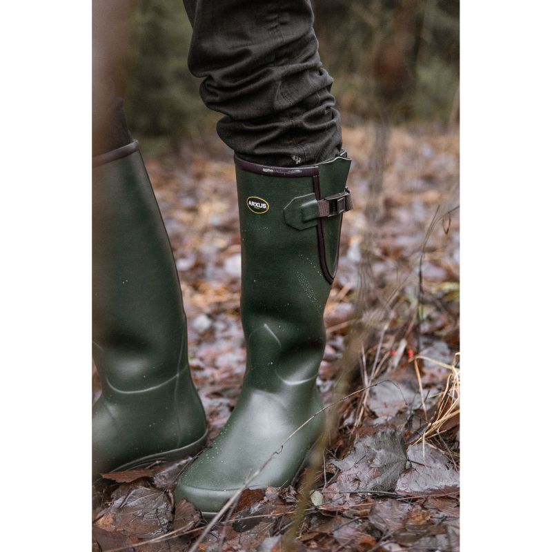 Arxus Pioneer Nord Neoprene Lined Side Adjustable Wellington Boots - Dark Olive