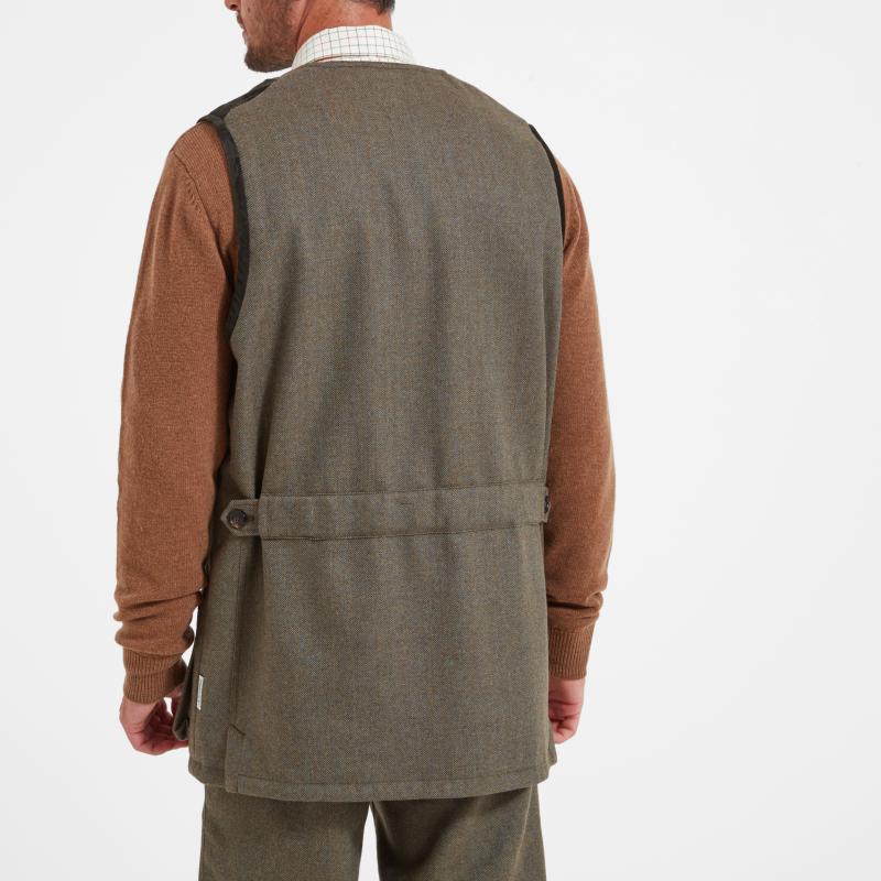 Schoffel Ptarmigan II Mens Tweed Waistcoat - Loden Green Herringbone Tweed