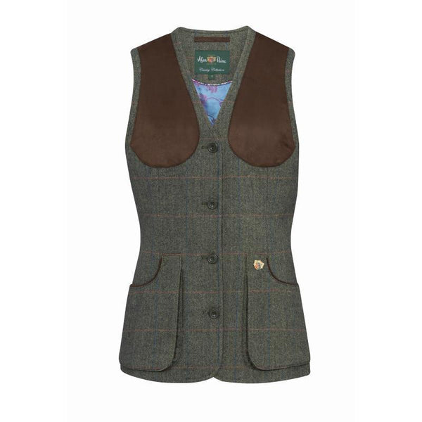 Alan Paine Combrook Ladies Tweed Shooting Waistcoat Spruce