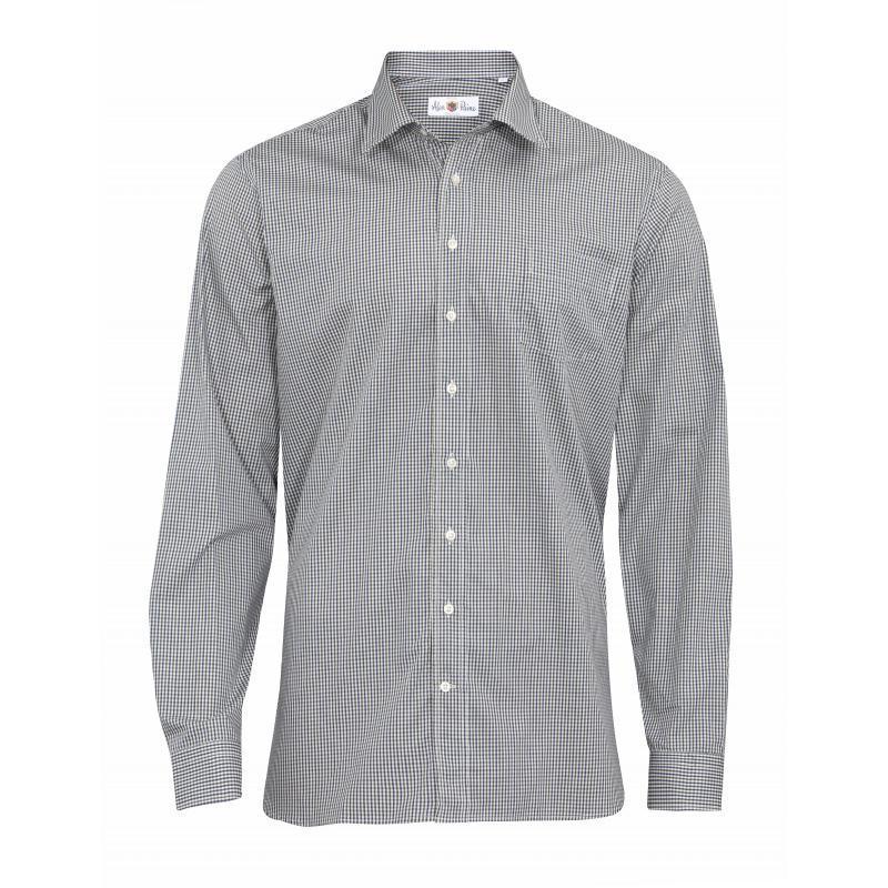 Alan Paine Dunsdale Mens Cotton Shirt - Navy Check - William Powell