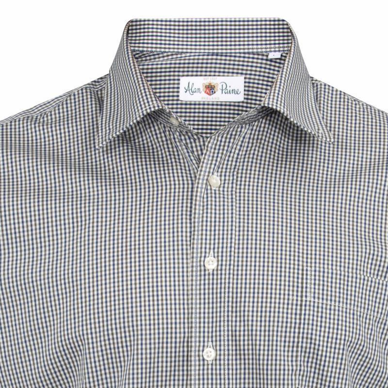 Alan Paine Dunsdale Mens Cotton Shirt - Navy Check - William Powell