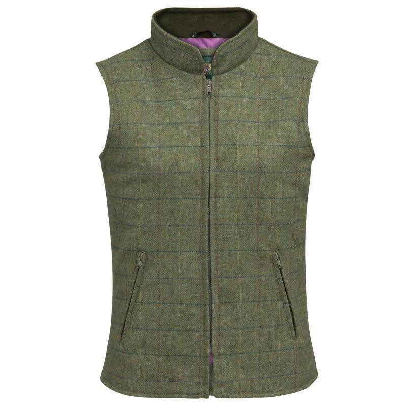 Alan Paine Rutland Ladies Tweed Gilet - Dill - William Powell