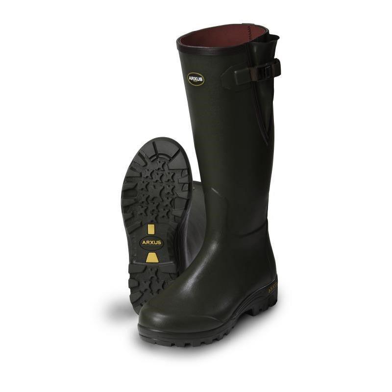 Arxus Pioneer Nord Neoprene Side Adjustable Wellington Boots - Dark Olive - William Powell
