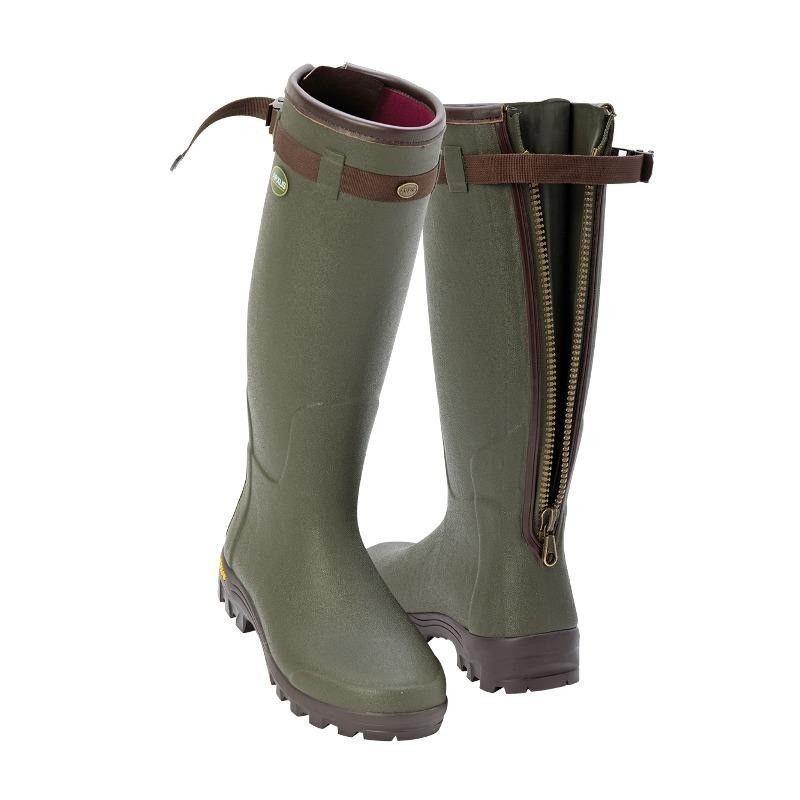Arxus Primo Nord Neoprene Zip Wellington Boots - Dark Olive - William Powell