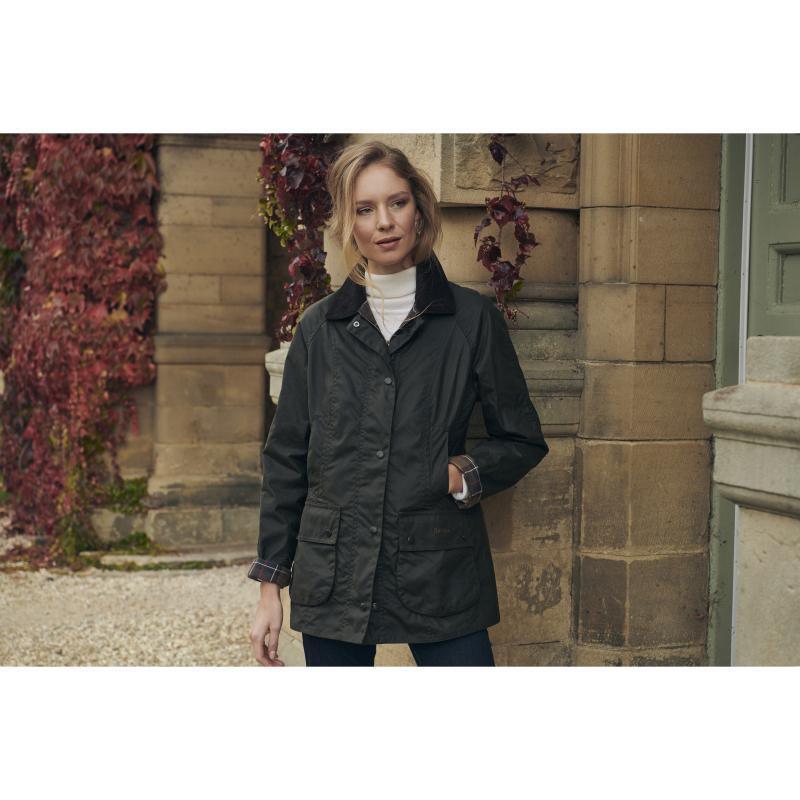 Barbour Beadnell Ladies Wax Jacket - Sage - William Powell