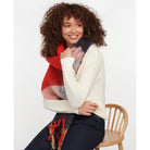 Barbour Bilton Ladies Boucle Scarf - Flame Red/Navy - William Powell