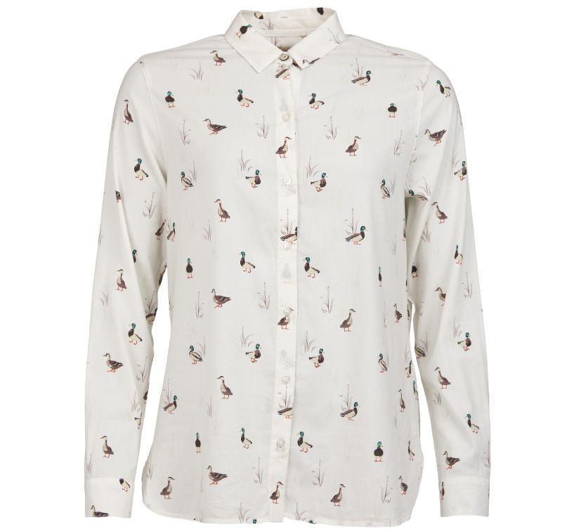 Barbour Brecon Duck Print Ladies Shirt - Cloud - William Powell