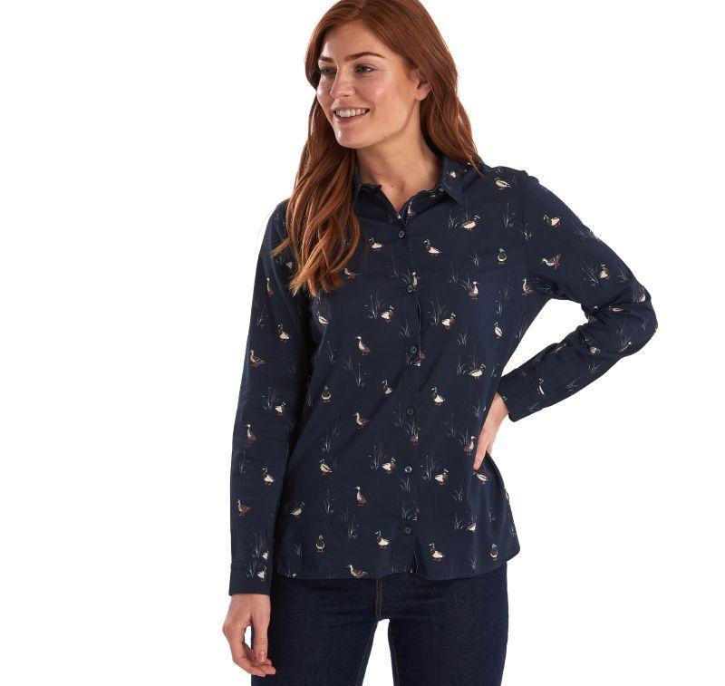 Barbour Brecon Duck Print Ladies Shirt - Navy - William Powell