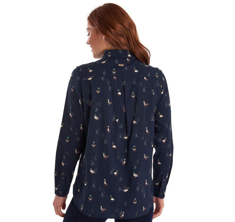 Barbour Brecon Duck Print Ladies Shirt - Navy - William Powell