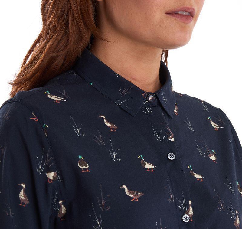 Barbour Brecon Duck Print Ladies Shirt - Navy - William Powell