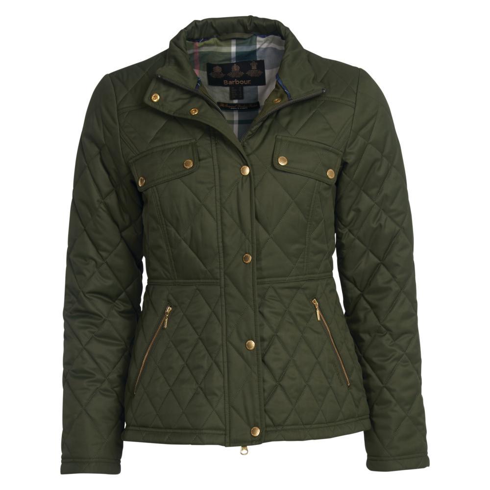 Barbour Broxfield Ladies Quilted Jacket - Olive/Olive Pink Tartan - William Powell