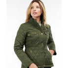 Barbour Broxfield Ladies Quilted Jacket - Olive/Olive Pink Tartan - William Powell