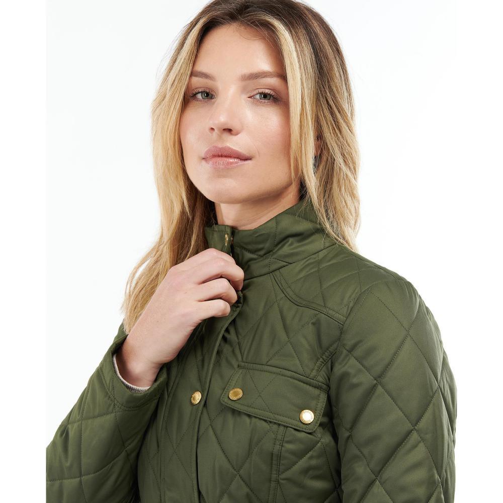 Barbour Broxfield Ladies Quilted Jacket - Olive/Olive Pink Tartan - William Powell