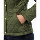 Barbour Broxfield Ladies Quilted Jacket - Olive/Olive Pink Tartan - William Powell