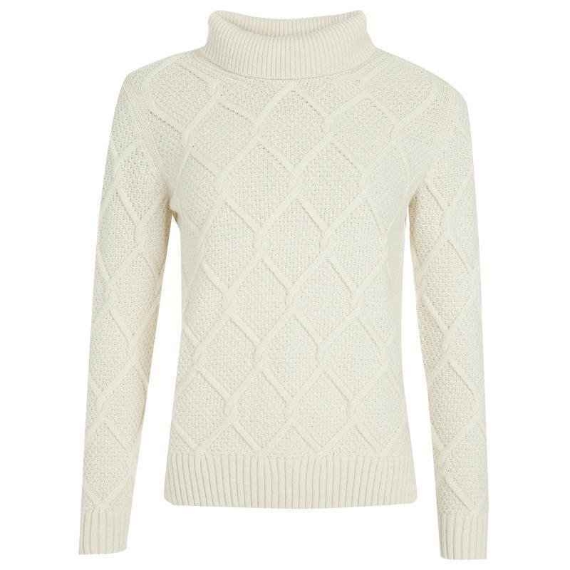 Barbour Burne Ladies Roll Neck Jumper - Cream - William Powell