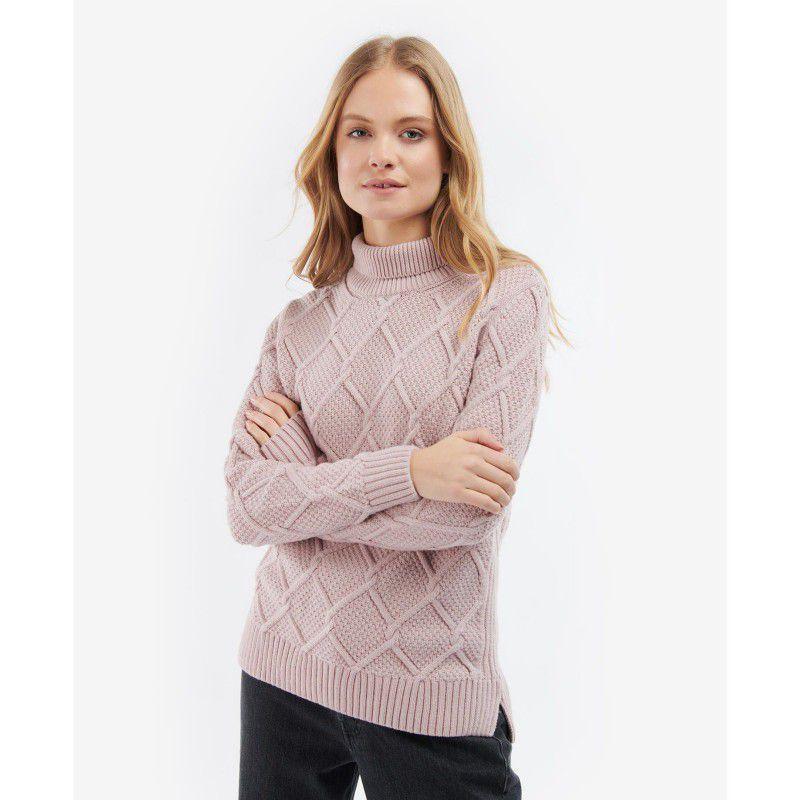 Barbour Burne Ladies Roll Neck Knit - Rosewater - William Powell