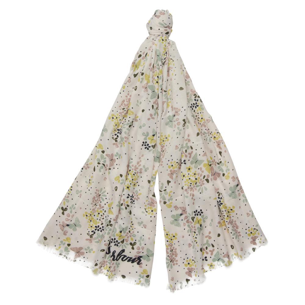 Barbour Butterfly Print Ladies Wrap - Cloud - William Powell