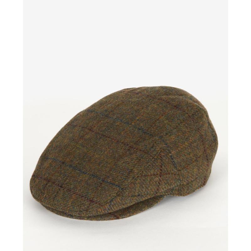 Barbour Cairn Mens Tweed Cap - Olive/Blue/Red - William Powell