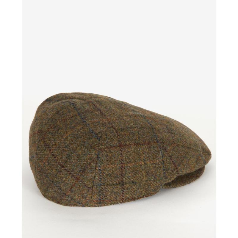 Barbour Cairn Mens Tweed Cap - Olive/Blue/Red - William Powell