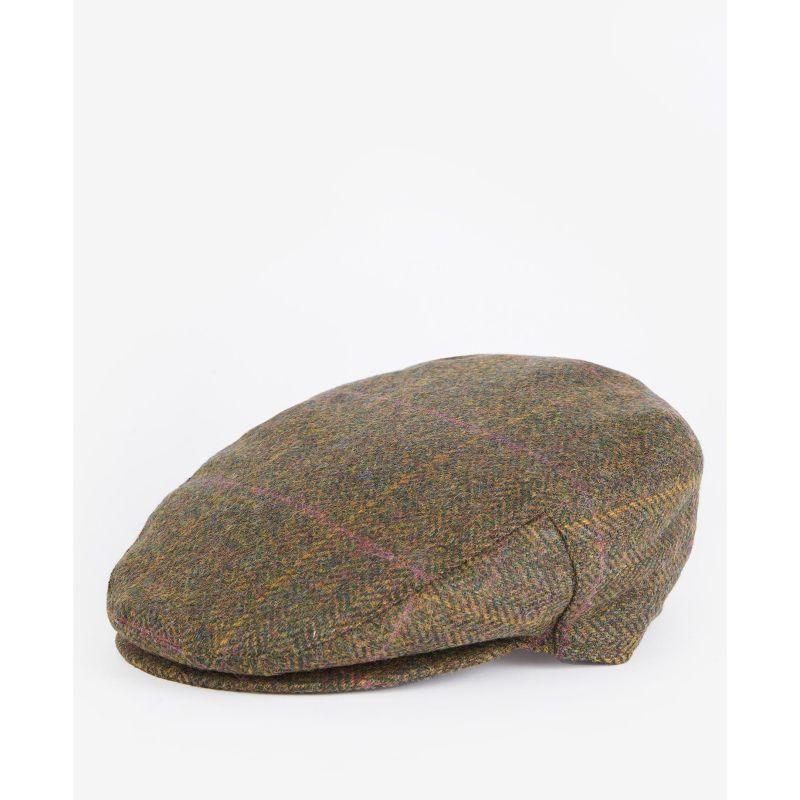 Barbour Cairn Mens Waterproof Tweed Cap - Olive/Purple/Red 7 - William Powell