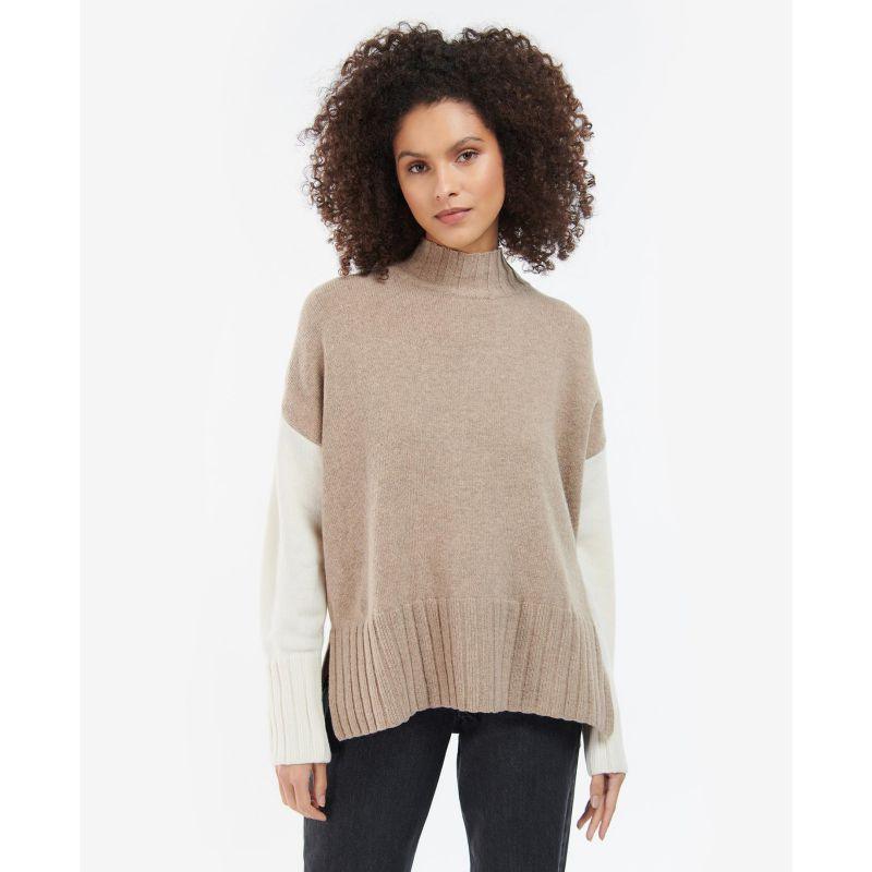Barbour Cecilia Ladies Funnel Neck Knit - Earl Grey - William Powell