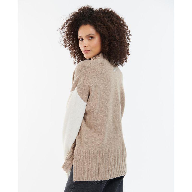 Barbour Cecilia Ladies Funnel Neck Knit - Earl Grey - William Powell