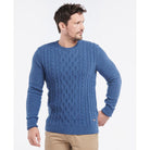 Barbour Chunky Mens Cable Crew Jumper - Denim Marl - William Powell