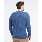 Barbour Chunky Mens Cable Crew Jumper - Denim Marl - William Powell