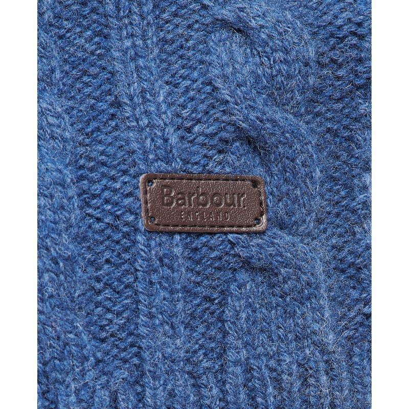 Barbour Chunky Mens Cable Crew Jumper - Denim Marl - William Powell