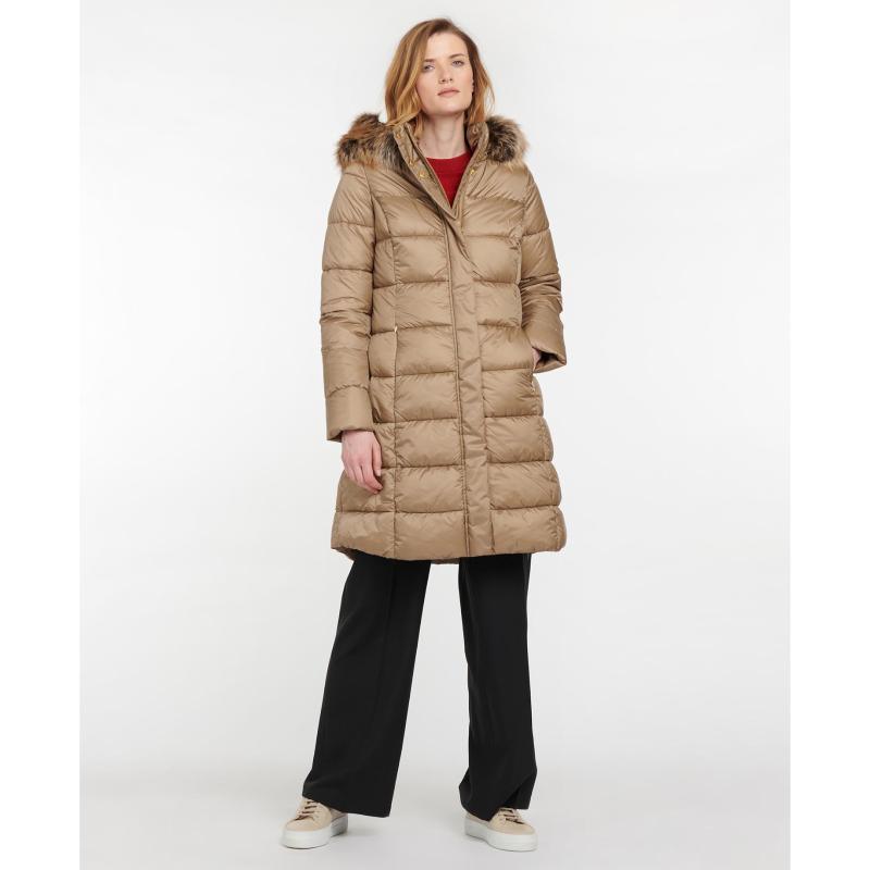 Barbour Crinan Ladies Quilted Coat - Light Trench/Hawthorn Tartan - William Powell