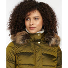 Barbour Crinan Ladies Quilted Coat - Military Olive/ Hawthorn Tartan - William Powell