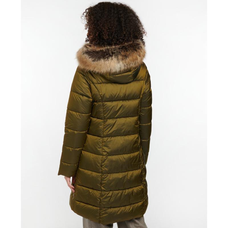 Barbour Crinan Ladies Quilted Coat - Military Olive/ Hawthorn Tartan - William Powell