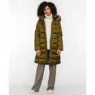 Barbour Crinan Ladies Quilted Coat - Military Olive/ Hawthorn Tartan - William Powell