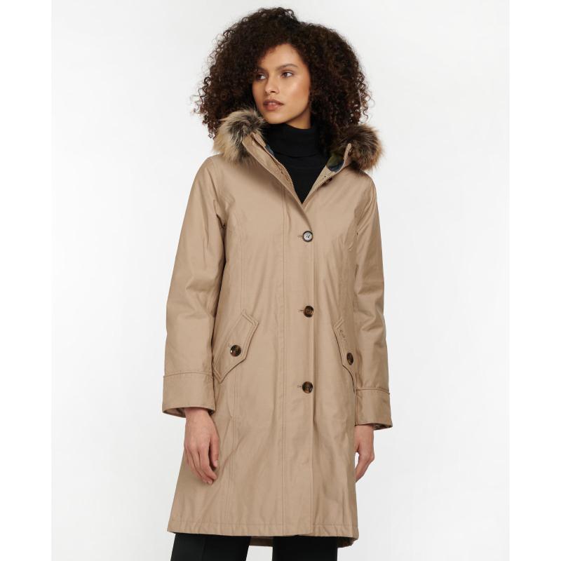Barbour Culloden Ladies Waterproof Jacket - Light Trench/Hawthorn Tartan - William Powell