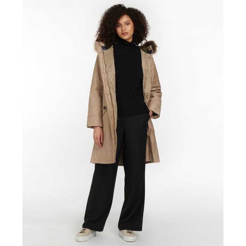 Barbour Culloden Ladies Waterproof Jacket - Light Trench/Hawthorn Tartan - William Powell