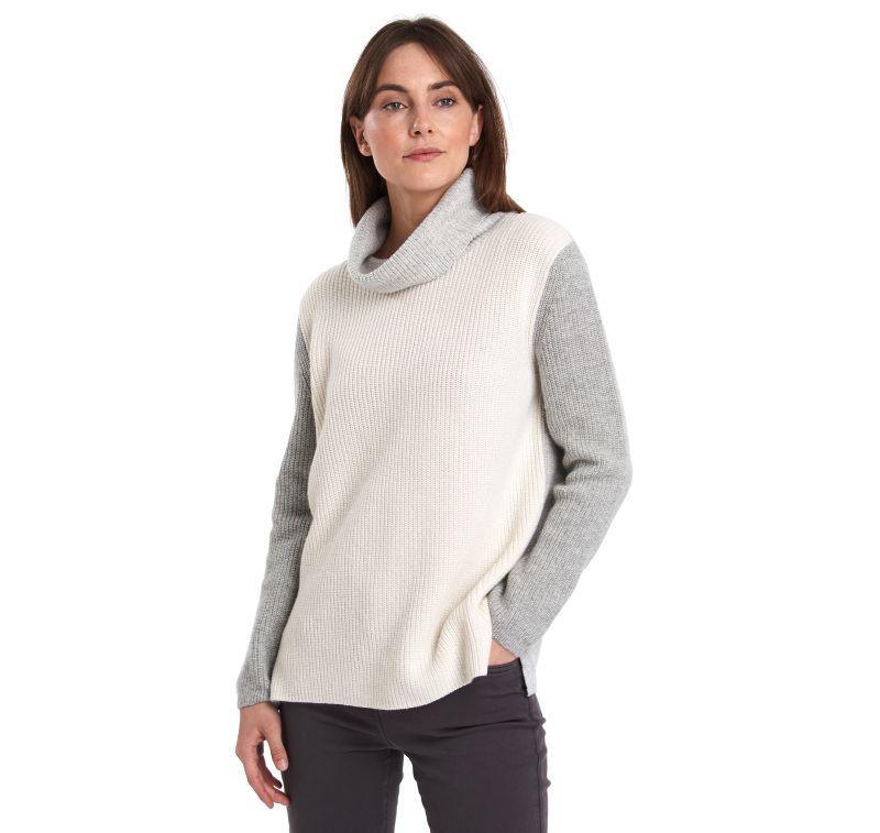 Barbour Dipton Roll Collar Ladies Knit - Cloud/Grey Marl - William Powell