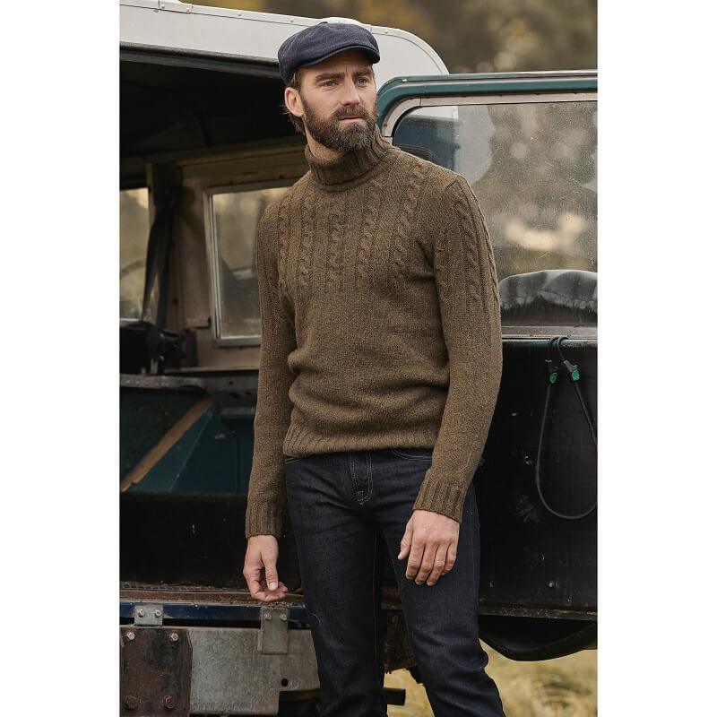 Barbour Duffle Mens Cable Crew Jumper - Willow Green - William Powell