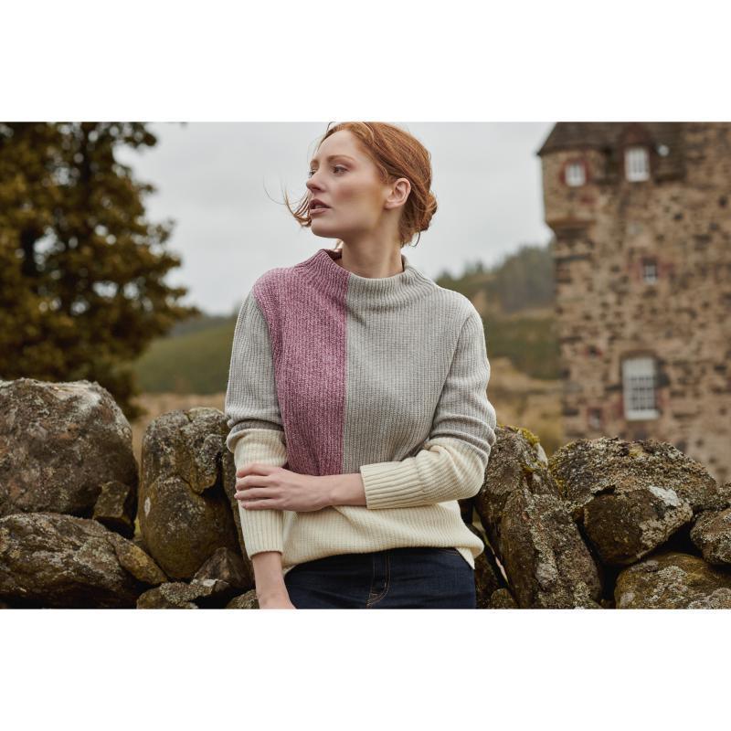 Barbour Earn Ladies Funnel Neck Knit - Cream - William Powell