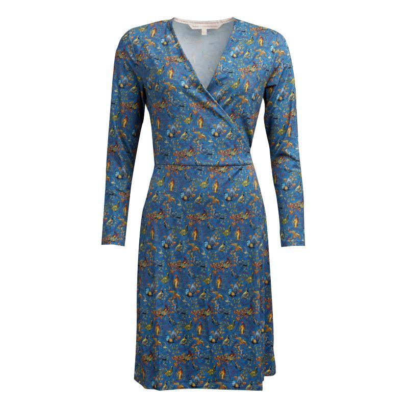 Barbour Emma Bridgewater Eleanor Ladies Dress - Stormy Blue Gamebird Print - William Powell