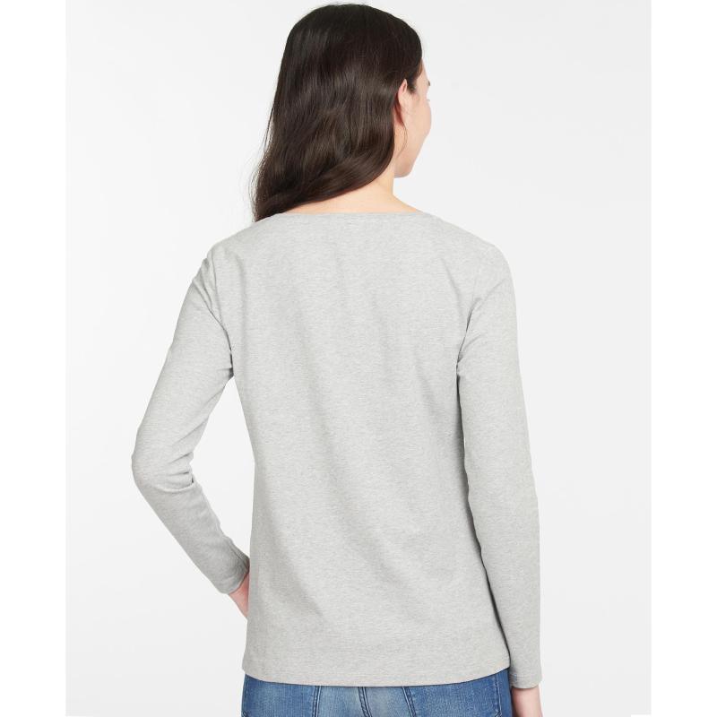 Barbour Fareham Ladies Long Sleeve Tee - Light Grey Marl - William Powell