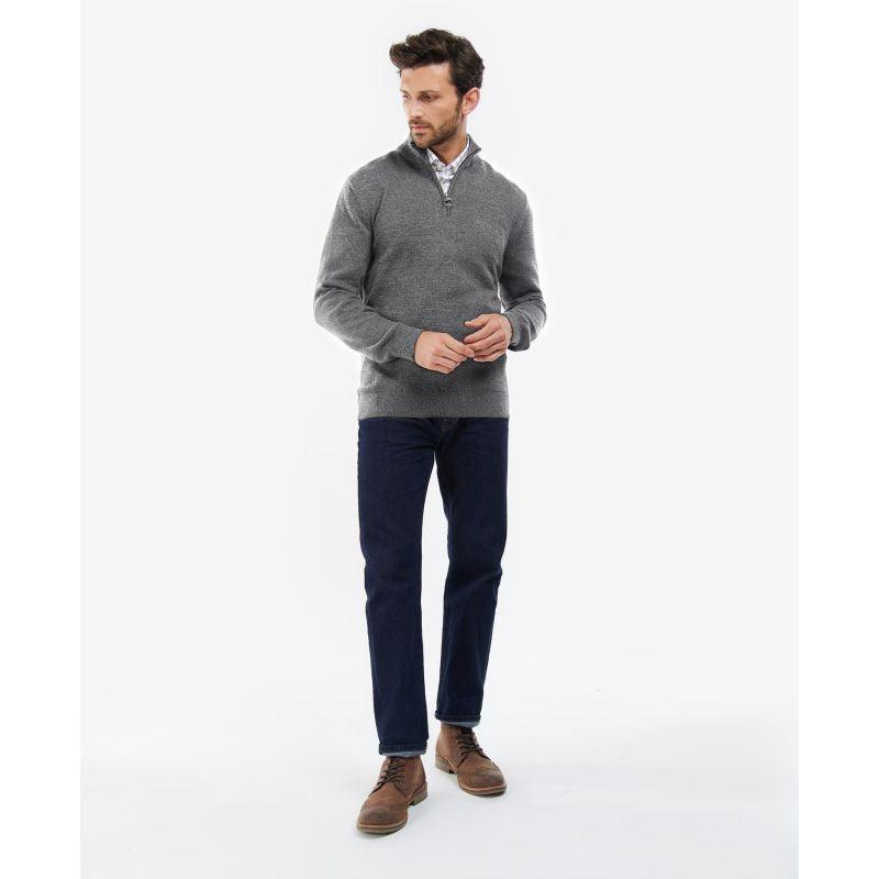 Barbour Firle Cotton Cashmere Mens 1/4 Zip Jumper - Grey Marl - William Powell